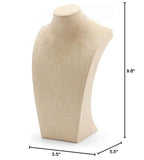 Necklace Display Bust, 9.8" high Beige Linen Jewelry Holder for Necklaces & Bracelets, Figure Display Stand for Jewelry Shop & Personal Makeup (25cm*14cm) - size: 9.8 X 5.5 Inch