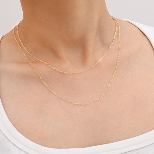 Gacimy Chain Necklace for Women, 14K Gold Plated/Silver Tone Cable Chain for Women, 1.1/1.3mm Thin Dainty Necklace Chains 16-24 Inch - size: 18 Inches, style: 1.1mm Gold
