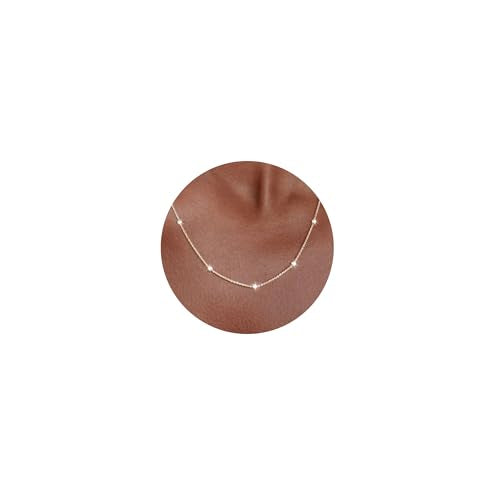 Carffordo Mothers Day Gifts 925 Sterling Silver Chain Necklace 16K Gold Plated Beaded Chain Necklace for Women Simple Dainty Choker Necklace Satellite Waterproof Link Necklace Trendy Jewelry Gifts - color: Silver, size: 20 Inches (Women's Long Length)