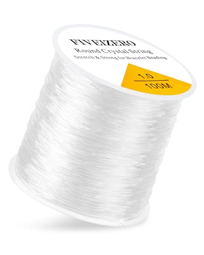 1 Rolls FIVEIZERO Elastic Bracelets String Cord, 1mm Round Crystal Elastic String for Bracelets Necklace Beading & Jewelry Making, White Transparent Stretch Bead Cord Thread - size: 1mm Round Crystal Clear (1 Pack)