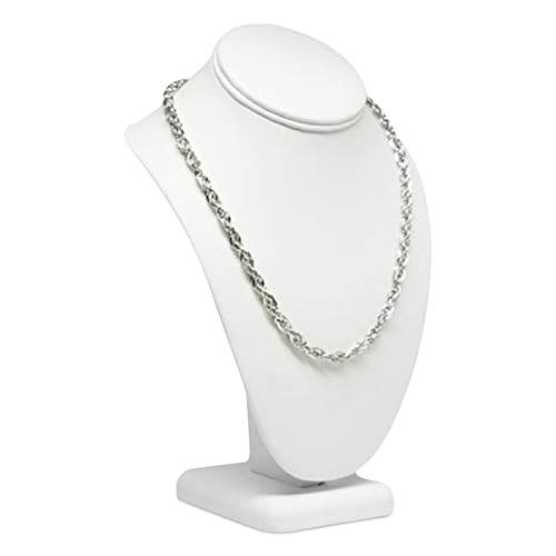 Novel Box White Leatherette Bust Stand Jewelry Necklace Display 6.5x4x10 Inches - Freestanding Travel Necklace Holder Stand - Necklace Mannequin Organizer Stands - Necklace Displays Medium - color: White Leatherette, size: Medium