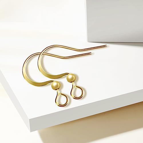 160 PCS/80 Pairs 14K Gold Tone Plated Earring Hooks Hypoallergenic Ear Wires Fish Hooks with 100 PCS Clear Silicone Earring Backs and 100 PCS Jump Rings Gold Earring Findings for DIY Jewelry Making - color: C style-14K Gold Earring Hooks