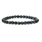 Angelstones Handmade Natural Healing Gemstone 6mm Round Beads Stretch Crystal Bracelet 7 Inch Unisex - color: Blue Tiger Eye