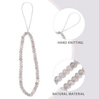 Semi-Precious Gem Stones Beaded Phone Charm Cell Phone Lanyard Wrist Strap Handmade Natural Gemstone Phone Chain string - color: Gray agate