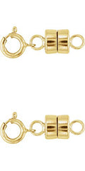 Magnetic Jewelry Clasps Real Precious Metal for Necklaces, Bracelets, Anklets with Spring Ring. Yellow Gold, White Gold, Yellow Gold Filled or Sterling Silver (14 K Solid Yellow Gold - 2 Each)