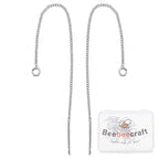 Beebeecraft 1 Box 10Pcs Platinum Plated Threader Earrings with 925 Sterling Silver Pins Pull Through Threaded Long Chain Drop Tassel with Loop 3.34inch - color: Platinum Color, size: 85mm