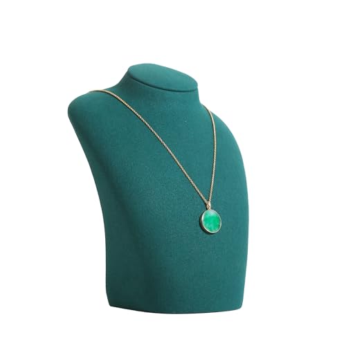 GemeShou Green necklace hanger jewelry organizer, Velvet jewelry stand necklace holder, jewelry mannequin bust for necklaces, Jewelry boutique store photography props【Green-Medium height 7.87 inch】 - color: Green, size: Medium