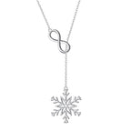 Long Necklace Sterling Silver Larait Bar Y Lariat Long Chain Drop Adjustable Necklace Gift for Her, 30" - style: Long Chain Snowflake Necklace