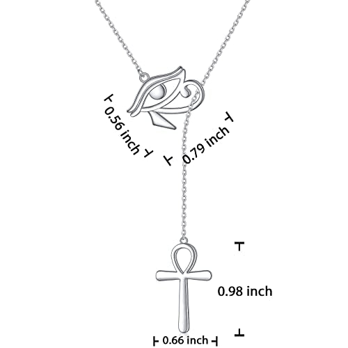 Long Necklace Sterling Silver Larait Bar Y Lariat Long Chain Drop Adjustable Necklace Gift for Her, 30" - style: Long Eye of Horus Necklace