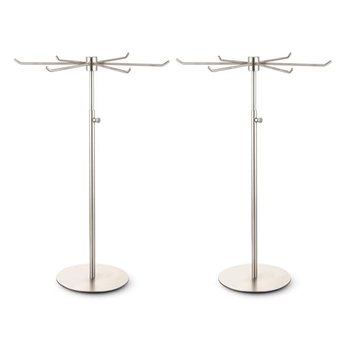 Spinning Jewelry Display Stand - Rotating Keychain Display Stand - Adjustable Height Jewelry Organizer - Countertop Jewelry Display Display Stands for Vendor Events (Brushed Silver, 2 Pack) - color: Brushed Silver, size: 2 Pack