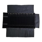 Portable Jewelry Roll Untangled Secure Necklace Travel Storage Bag Displays Holder 16 Chain (Gray PU and Black Velvet) - color: Gray PU and Black Velvet