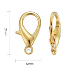 HDSupplies 50 Pieces - Lobster Clasps - Gold Tone - 21x12mm w/ 2mm Hole - color: Gold Tone, size: 21x12mm