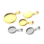 EXCEART 20pcs Trays Pendants Stainless Steel Round Cabochons Settings Bezels Base Blanks Charms Kit for Photo Necklace Bracelet Jewelry Making (Silver 16mm)