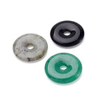FASHEWELRY 5Pcs Natural Donut Disc Gemstone Pendants 28-30mm Large Hole Healing Chakra Polished Stone Flat Round Bead Charms Random Mixed Styles for Jewelry Making Hole: 6mm - color: 28~30mm, Mixed Colors