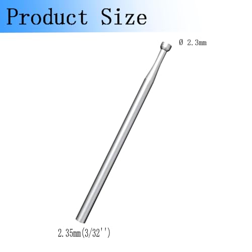 6 Pcs 2.3mm Round Cup Burr - 3/32'' Shank Wire Rounder Bits Jewelry Burs for Lapidary Making - color: 6 Pcs 2.3mm Round Cup Burs