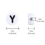 100Pcs Letter Beads - 4x7mm White Round Acrylic Alphabet Beads for Jewelry Making DIY Bracelets, Necklaces & Key Chains - color: Y 100Pcs