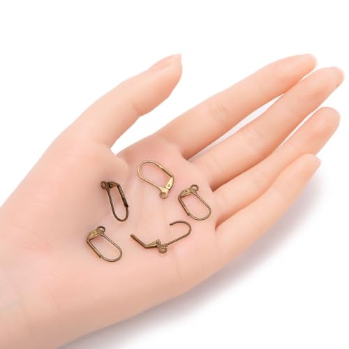 Adabele 20pcs Hypoallergenic Earring Hooks Leverback Ear Wire 19mm Long Antique Bronze Plated Brass for DIY Craft Earrings Jewelry Making CF195-4 - color: Antique Bronze/design #2, size: 19mm (20pcs)
