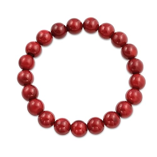 Bling Jewelry Natural Multi Color Semi Precious Gemstone Round Bead 8MM Strand Stackable Stretch Bracelet For Women Men Teen Unisex - color: Red Calcite