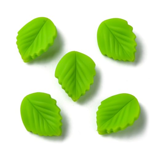 LiQunSweet 20 Pcs Green Leaf Focal Silicone Beads Spring Leaves Plant Flat Rubber Beads for DIY Jewelry Bracelets Earrings Craft Home Decoration - color: Green Leaf Silicone Beads_20 Pcs
