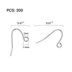 200 Pack Silver Earring Hooks Ear Wires for DIY Jewelry Findings Supplies Fishhook Connector Charm Hooks - color: White Gold