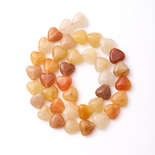 10mm Natural Yellow Aventurine Stone Beads Heart Shape DIY Loose Gemstone Energy Healing Crystal Charms for Jewelry Making Handmade - color: Yellow Aventurine