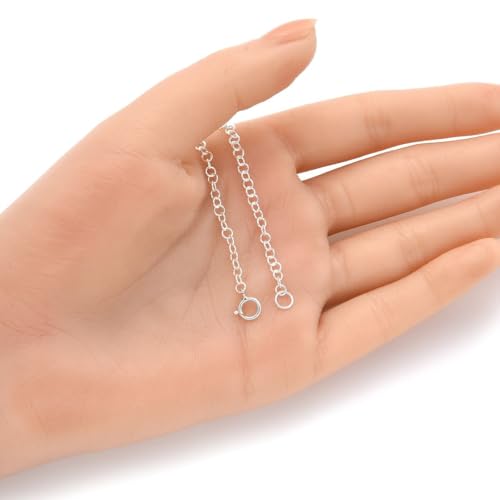 1pc Adabele Authentic 925 Sterling Silver Round Link Cable Chain Extender Clasp Strong Removable Adjustable 3 inch Extension for Necklace Bracelet Anklet Jewelry Making SS105-3 - color: Sterling silver, size: 3 inch