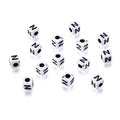 240pcs Opaque Acrylic Letter N Cube Beads White Plastic Alphabet Loose Spacer Square Beads 4-5mm for DIY Name Bracelet Necklace Jewelry Crafts Making Hole: 1.8mm - color: Letter N#White and Black