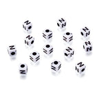 240pcs Opaque Acrylic Letter N Cube Beads White Plastic Alphabet Loose Spacer Square Beads 4-5mm for DIY Name Bracelet Necklace Jewelry Crafts Making Hole: 1.8mm - color: Letter N#White and Black