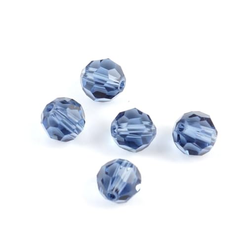 100pcs Adabele Austrian 4mm (0.16 Inch) Small Faceted Loose Round Crystal Beads Dark Indigo Blue Compatible with 5000 Swarovski Crystals Preciosa SS2R-420 - color: Dark Indigo/Blue, size: 4mm Small (100pcs)