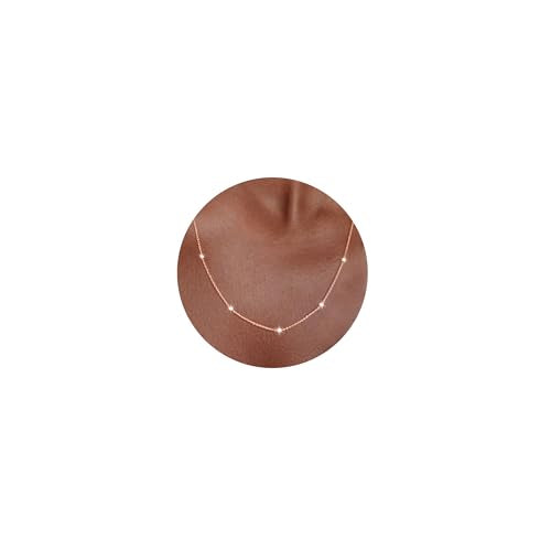 Carffordo Mothers Day Gifts 925 Sterling Silver Chain Necklace 16K Gold Plated Beaded Chain Necklace for Women Simple Dainty Choker Necklace Satellite Waterproof Link Necklace Trendy Jewelry Gifts - color: Rose Gold, size: 22 Inches (Women's Long Length)
