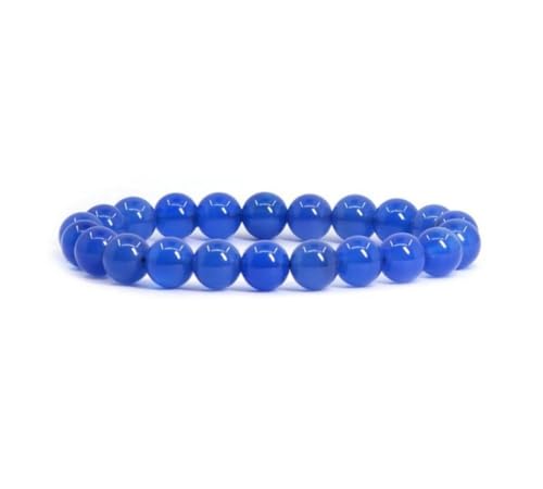 Adabele 1pc Natural Stretch Gemstone Bracelet 8mm (0.31") Bead 7" to 8.5 inch Healing Crystal Energy Quartz Chakra Jewelry Women Unisex Birthday Gift - color: Blue Agate, size: 8.5 inch