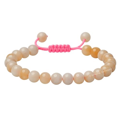 Amazing Gemstone Canadian Flower Agate Bracelet for Women Men's Gifts - Protection Healing Crystal Bracelet - 8mm Gemstone Beaded Adjustable Bracelet Pulseras Para Hombres Mujer Stocking Stuffers - color: Canadian Flower Agate
