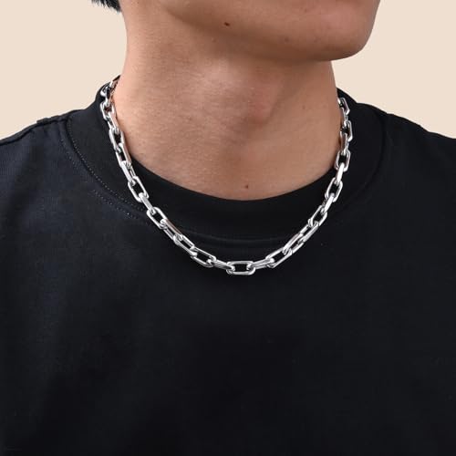 VNOX Paperclip Necklace for Men Women, 4.5/6.5/7mm Solid Diamond-Cut Chunky Stainless Steel Anchor Link Chain Mens Necklaces Jewelry Gifts, 18/20/22/24 Inchs - style: 7.5MM-Silver