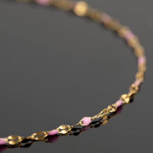 UMAOKANG 16.4ft Chains for Jewelry Making Stainless Steel Jewelry Making Supplies Pink Enamel Chain Roll with Jump Rings and Lobster Clasps - color: Gold-Pink