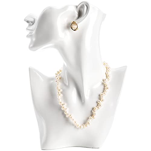 SOUJOY Jewelry Mannequin Display, Resin Display Stand Bust, Boutique Earring Holder Organizer for Show Jewelry, Necklace, Earrings, Rings, White