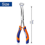 Mini Long Reach Needle Nose Pliers, 7 Inches Straight/Bent Small Long Nose Pliers with Comfort Handle for Wire Wrapping, Electronic Repair, Jewelry Making - color: Bent Long Needle Nose Pliers - Blue