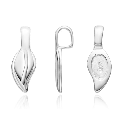 5pcs Adabele Authentic 925 Sterling Silver Hypoallergenic 16mm Glue On Bail Bale Pendant Clasp 10.6mm Leaf Flat Pad Base for DIY Craft Jewelry Making SS101 - size: 16mm Glue-on Bail