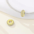 Spacer Stopper Beads for Bracelets & Necklaces, 925 Sterling Silver Beads | Smooth & Pave Cubic Zirconia (White, Blue, 18K Gold Plated) | Anti-Slide Separator Charms S925 Women Jewelry - color: 2Pcs Gold CZ Spacer