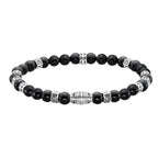 LeCalla Handmade Sterling Silver Mens Bracelets | Solid Italian 925 Chain Bracelets | Classic Designs Chain Bracelets for Men | Men's Silver Bracelet Gift for Dad, Boyfriend, Son - style: Stretchable Black Onyx Bead