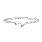 Mothers Day Gifts - Beaded Bracelets for Women 14K Silver Gold Plated Stretch Handmade Ball Bracelets Cute Charm Bracelet Dainty Stackable Cross Heart Bow Wave CZ Circle Trendy Jewelry Easter Gifts - color: wave-silver