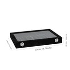 Wudygirl Jewelry Organizer Necklace Organizer Box 20 Hooks Necklaces Holder Display Case Black Velvet Jewelry Organizer with Clear Lid(Black Necklace Tray) - style: Necklace Tray