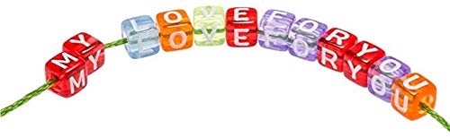 ToBeIT Acrylic Alphabet Letter A-Z Cube Colour Beads 1000 pcs for Jewelry Making, Bracelets, Necklaces(6mm) (Colour) - color: sheer color