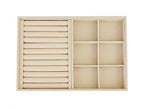 Large Beige Premium Quality Velvet Jewelry Display Box Tray Stackable Practical Trade Show Home Store 6 Grid and Ring - color: 6 Grid Rings