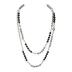 Bead Strand Versatile 60" Long Wrap Necklace - Handmade Knotted Multi Layer Sparkly Crystal, Semi Precious Natural Stone, Lava, Glass Faux Pearl - color: Natural Lava Stone Mix - Grey