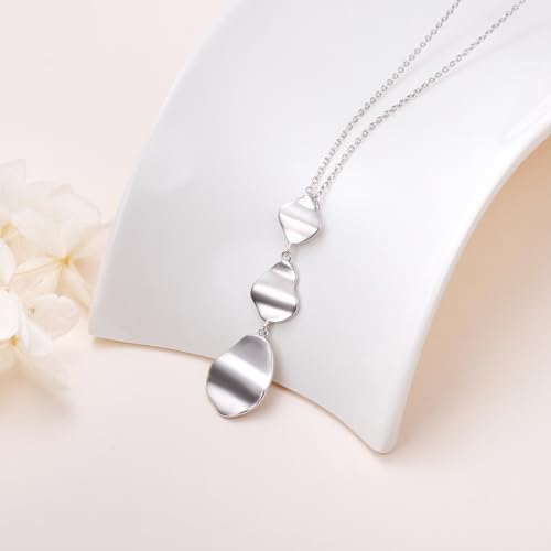 Long Necklace Sterling Silver Larait Bar Y Lariat Long Chain Drop Adjustable Necklace Gift for Her, 30" - style: Long Sweater Necklace