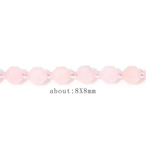 8mm Faceted Natural Morganite Stone Loose Round Semi Gemstone Beads for Bracelet Necklace Jewelry DIY Making - color: Morganite-1