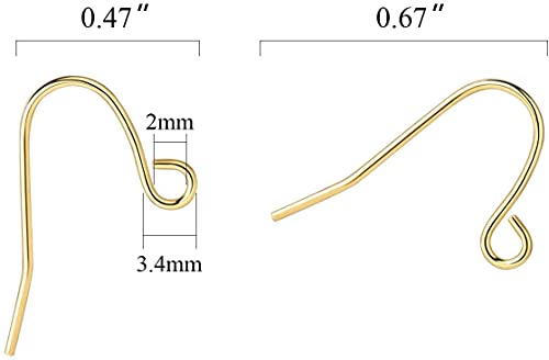 200 Pack Gold Earring Hooks Wires Supplies for Jewelry Making Earrings Findings for Jewelry Making Kit - color: Yellow Gold