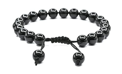 Amazing Gemstone Black Tourmaline Bracelet for Women Men's Gifts - Protection Healing Crystal Bracelet - 8mm Gemstone Beaded Adjustable Bracelet Pulseras Para Hombres Mujer Stocking Stuffers - color: Black Tourmaline