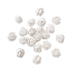 Beadthoven 20pcs Opaque Resin Rose Flower Beads White Floral Flat Base Cabochons Embellishment for DIY Scrapbooking Jewelry Making 9x7mm Hole: 1mm - color: White#9x7mm-20pcs