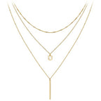 Aisansty Dainty Layered Choker Necklaces Handmade Coin Tube Star Pearl Pendant Multilayer Adjustable Layering Chain Gold Plated Necklaces Set for Women - color: Gold, style: Gold-Lip&Bar